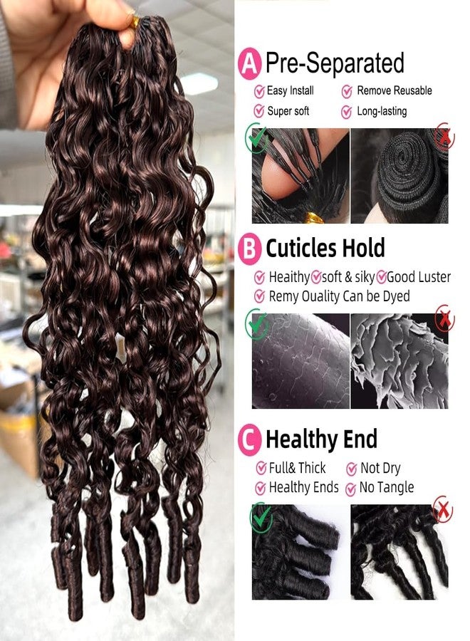 JYZ Burmese Curly Crochet Human Hair Pre-Separated Invisble Micro Loop Human Crochet Hair Extensions Seamless and Knotless Feather Crochet Human Hair 14" 4# Medium Brown 100 Strands(2 Pack 120g) - Image 2